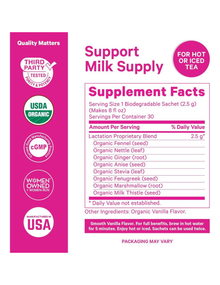 Té de Lactancia Orgánico Pink Stork - Fenogreco y Hinojo - 15 Bolsitas