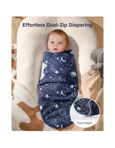 Sacos de Saco para Bebés Unnivoll 0-3 Meses Algodón Planeta Azul 2