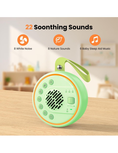 Máquina de Ruido Blanco Portátil Lemnoi SU7 con 22 Sonidos