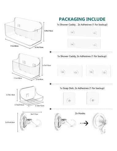Estantes de Ducha JNDETOP 5 Paquetes Acrílico Transparente