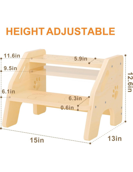 Taburete de Madera NMEO 2 Pasos Ajustable Antideslizante 136kg