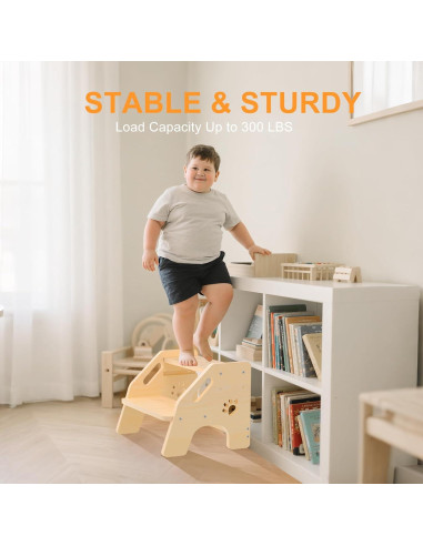 Taburete de Madera NMEO 2 Pasos Ajustable Antideslizante 136kg