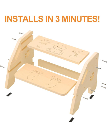 Taburete de Madera NMEO 2 Pasos Ajustable Antideslizante 136kg