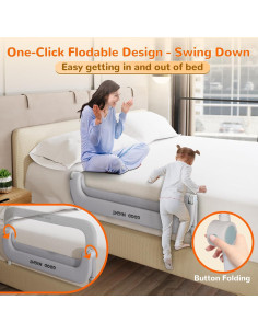 Barandilla de Cama Deeteck 81 cm Ajustable Plegable Gris 2