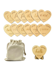 Tarjetas de Hitos para Bebés de Madera Natural - 13 Discos