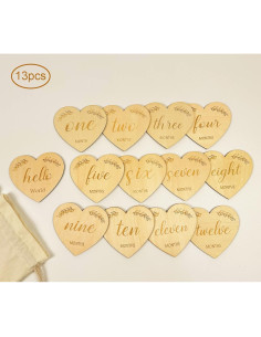 Tarjetas de Hitos para Bebés de Madera Natural - 13 Discos 2