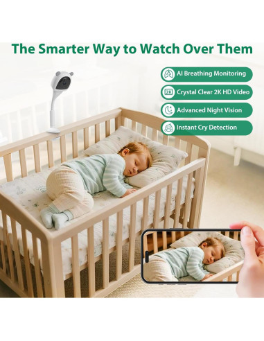 Monitor de Bebé Inteligente VerdiNex con Cámara 2K y AI
