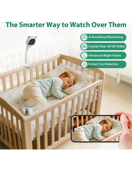 Monitor de Bebé Inteligente VerdiNex con Cámara 2K y AI