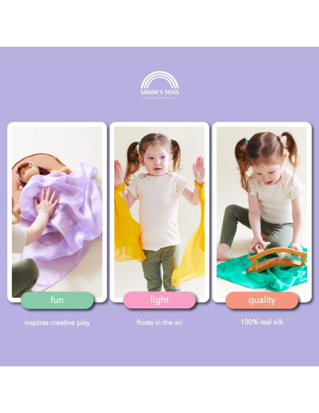 Mini Pañuelos de Seda Sarah's Silks | Juego de 6 Primarios | 53x53 cm