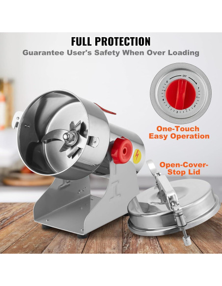 Molinillo de Granos Eléctrico VEVOR 1000g 3000W Acero Inoxidable