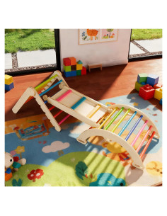 Conjunto Triángulo Pikler 7-en-1 Montessori para Niños 2-6 Años