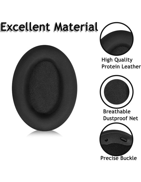 Almohadillas de repuesto Sony WH1000XM4 - Aislamiento Sonoro Negro