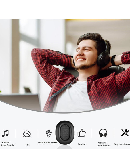 Almohadillas de repuesto Sony WH1000XM4 - Aislamiento Sonoro Negro