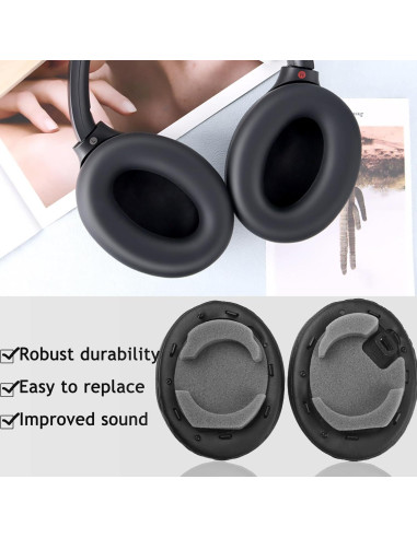 Almohadillas de repuesto Sony WH1000XM4 - Aislamiento Sonoro Negro