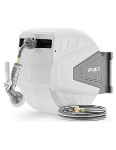 Carrete de Manguera de Jardín Ayleid 30.48m Retráctil Gris