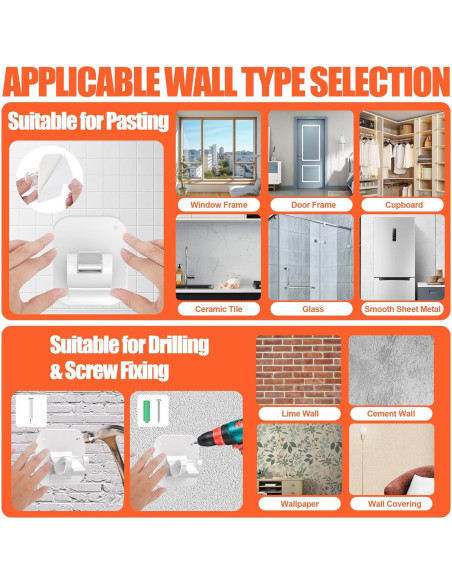 8 Piezas Cortinas Adhesivas JHCJHC Soportes Sin Perforación