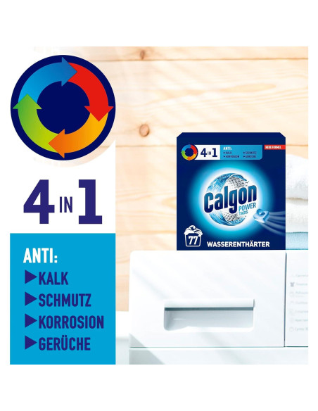 Calgon 4-en-1 Power Tabs - 77 Tabletas Suavizantes de Agua