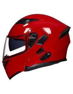 Casco de Motocicleta Bluetooth ILM 902BT Doble Visera Rojo Mediano