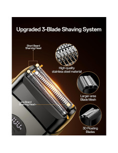 Afeitadora eléctrica WEQOEE IPX7 con pantalla LED y carga tipo C 2