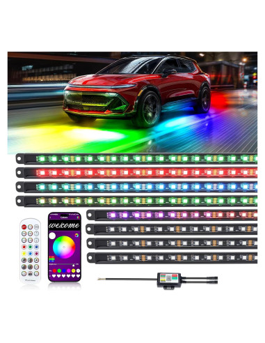Kit de Luces LED Subterráneas para Coche MIRUNNY 8PCS RGB