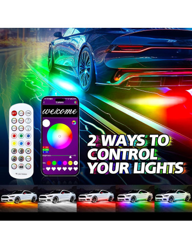 Kit de Luces LED Subterráneas para Coche MIRUNNY 8PCS RGB