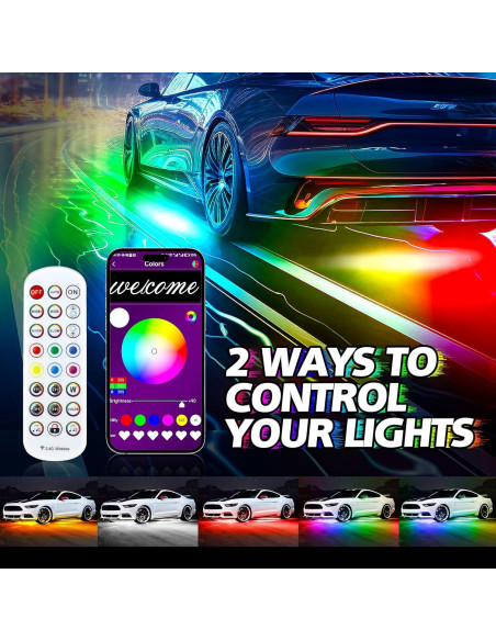 Kit de Luces LED Subterráneas para Coche MIRUNNY 8PCS RGB