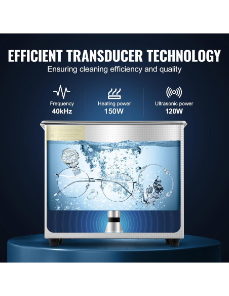 Limpiador Ultrasónico VEVOR 3L con Temporizador y Calentador