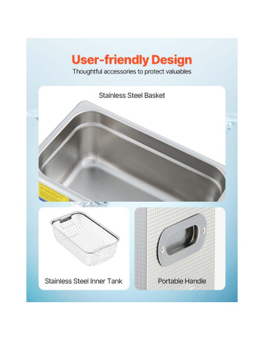 Limpiador Ultrasónico VEVOR 3L con Temporizador y Calentador