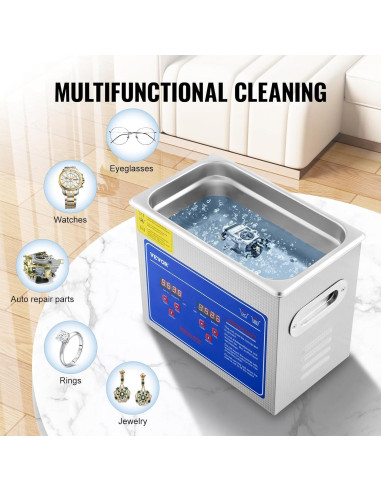Limpiador Ultrasónico VEVOR 3L con Temporizador y Calentador