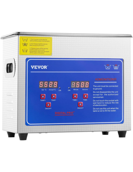 Limpiador Ultrasónico VEVOR 3L con Temporizador y Calentador