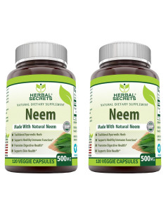 Suplemento de Neem Secretos Herbales 500mg 120 Cápsulas Vegetales