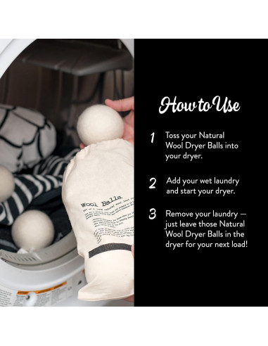 Bolas de Secado de Lana Molly | XL, Hipoalergénicas, Juego de 6