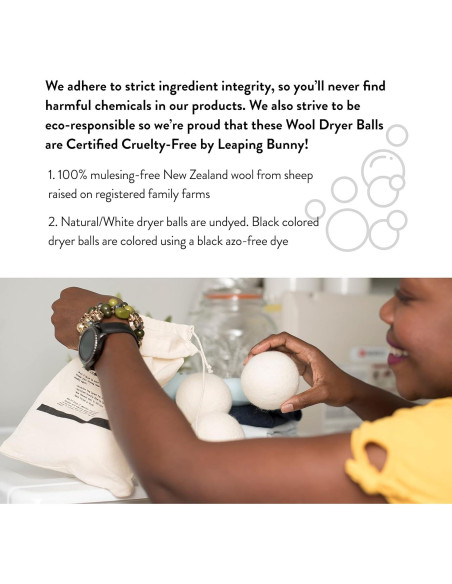 Bolas de Secado de Lana Molly | XL, Hipoalergénicas, Juego de 6