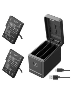 2 Baterías Recargables 1350mAh AKASO con Estuche Carga 3 Canales