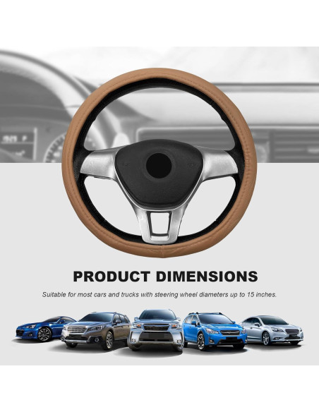 Funda de Volante de Coche Sbulhia Beige Antideslizante 36.8-40.6 cm