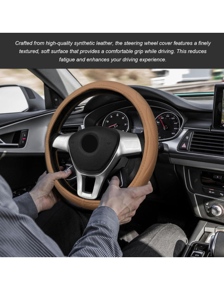 Funda de Volante de Coche Sbulhia Beige Antideslizante 36.8-40.6 cm