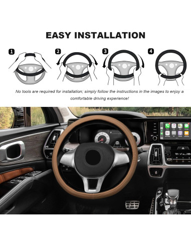 Funda de Volante de Coche Sbulhia Beige Antideslizante 36.8-40.6 cm