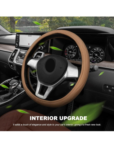 Funda de Volante de Coche Sbulhia Beige Antideslizante 36.8-40.6 cm