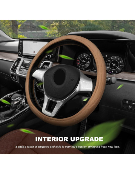 Funda de Volante de Coche Sbulhia Beige Antideslizante 36.8-40.6 cm