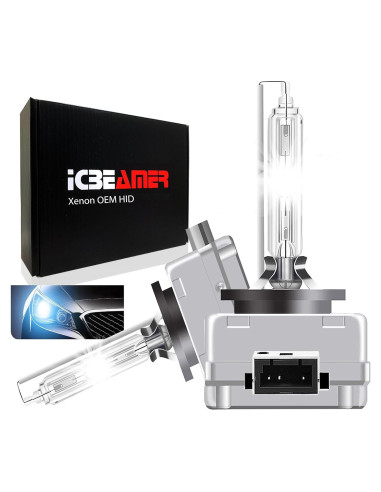 Bombilla Xenon HID ICBEAMER 10000K D1S D1R Azul 3200 Lúmenes