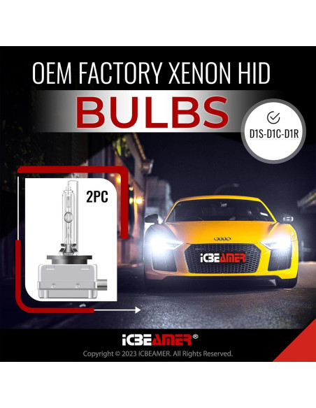 Bombilla Xenon HID ICBEAMER 10000K D1S D1R Azul 3200 Lúmenes