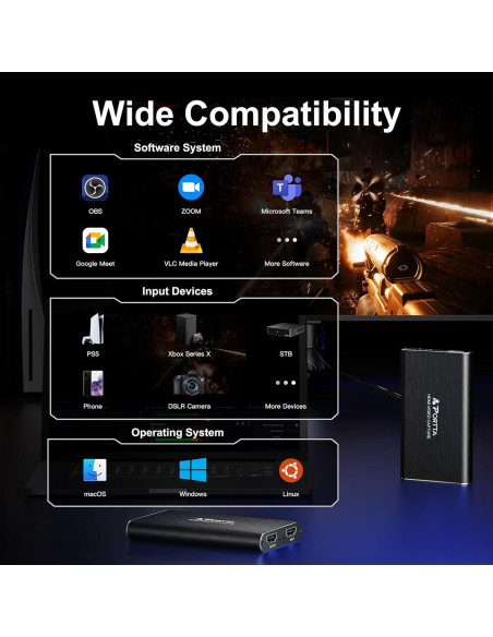 Tarjeta de Captura de Video HDMI Portta HCC101-BK 1080p 60fps