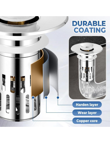 Colador de desagüe Juvhot acero inoxidable 3 en 1 universal
