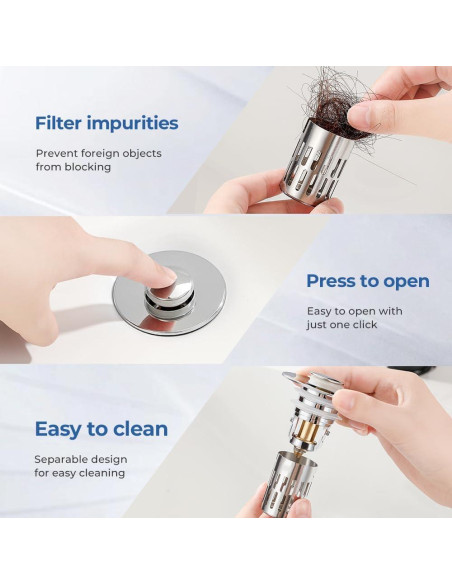 Colador de desagüe Juvhot acero inoxidable 3 en 1 universal