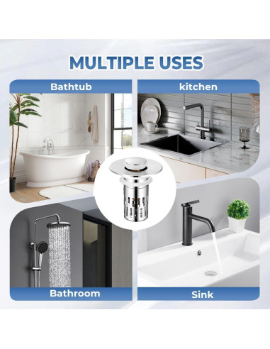 Colador de desagüe Juvhot acero inoxidable 3 en 1 universal