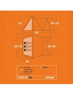 Tienda Tipi Vango Teepee Air 300 para 3 Personas 2