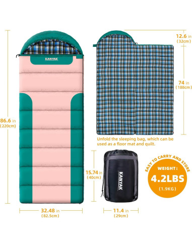 Saco de dormir Kanyak 3 estaciones 220x82.5 cm franela
