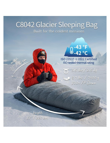 Saco de dormir Litume C8042 -50C Momia Plumas 800+ Invierno