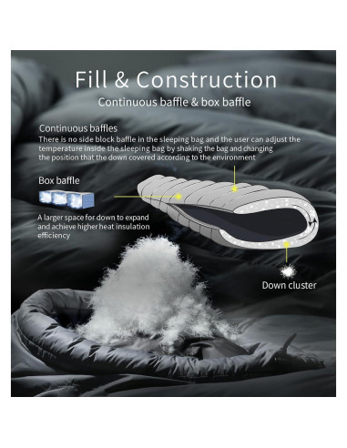 Saco de dormir Litume C8042 -50C Momia Plumas 800+ Invierno