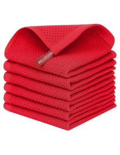 Kitinjoy Paños de Cocina 100% Algodón 6 Piezas 30x30 cm Rojo